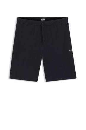 HUGO BOSS Pyjamashorts BOSS Waffle Shorts, Herren, Gr. XL, N-Gr, blau (dunkelblau 403), Jersey, Obermaterial: 60% Baumwolle, 40% Polyester, lang, Hosen Pyjamash