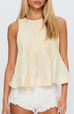 Princess Polly Lavish Pintuck Sleeveless Top in Beige at Nordstrom, Size 10