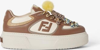 Fendi Womens Low Top Sneaker - Tan Leather - Size EU 40