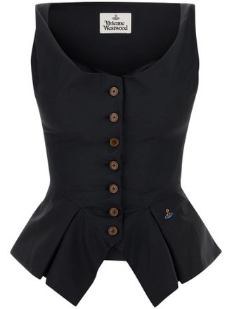 Vivienne Westwood Peplum Hem Vest with Button-Down Front and Structured Silhouette