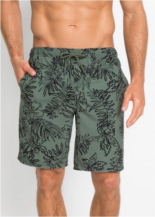 Bonprix Badeshorts BONPRIX Badeshorts Herren, Herren, Gr. 44/46, N-Gr, oliv, schwarz bedruckt, Web, Obermaterial: 100% Polyester. Netz: 100% Polyester, Badeho