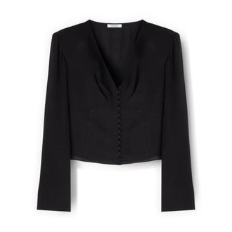 Motivi Camicia in cr&ecirc;pe de chine con bottoni rivestiti - - Blouses & Shirts - Donna - Nero - M