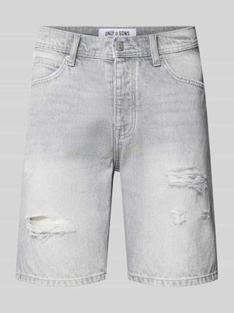 Only & Sons Regular Fit Jeansshorts im Destroyed-Look Modell EDGE in Hellgrau, Gr&ouml;&szlig;e XL