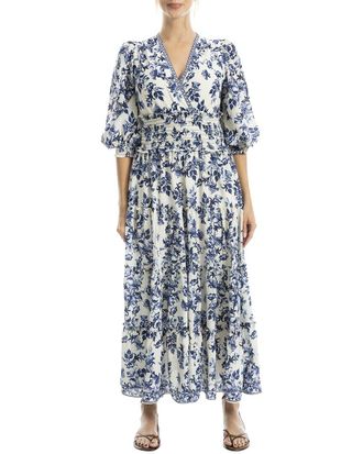 Max Studio Surplice Smocked Waist Maxi Dress