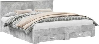 vidaXL Bed Frame Concrete Grey 180 x 200 cm Engineered Wood vidaXL