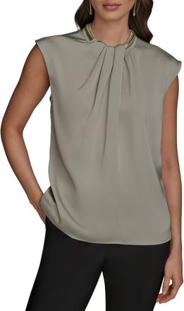 DKNY Twist Neck Hardware Sleeveless Top in Weathered at Nordstrom, Size X-Small