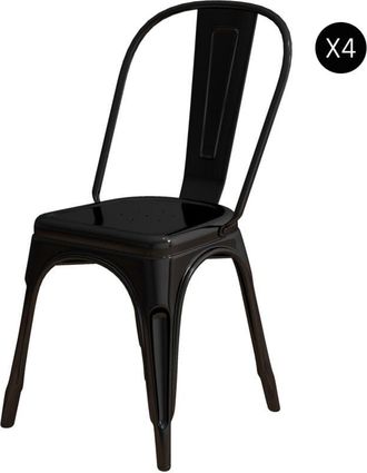 HOMCOM Set da 4 Sedie da Cucina in Acciaio Stile industriale Nero - Homcom