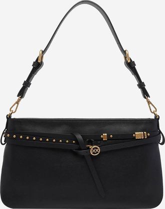 Pinko Womens Leather Shoulder Bag Black