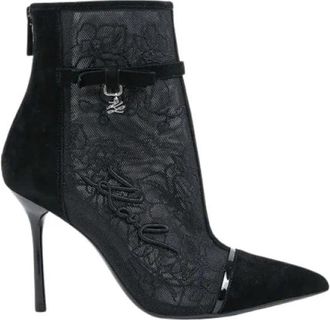 Karl Lagerfeld Sarabande Enkellaarsjes - Dames - Laarzen met Hak - Zwart - 39 EU - Leer - Schoenen