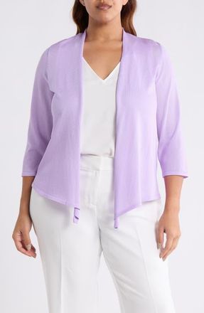 Kasper Self Edge Open Front Cardigan in Lavender Mist at Nordstrom, Size 2X