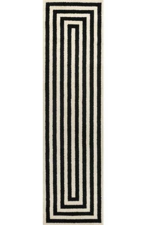 Jonathan Y Designs Bandol Modern Classic Mitre Stripe Area Rug in Black/ivory at Nordstrom, Size 4Ft 0In X 6Ft 0In
