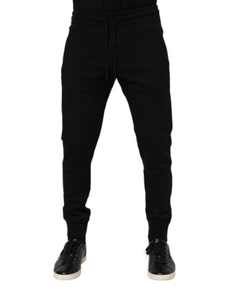 Dolce & Gabbana Black Cotton Men Jogger Sweatpants Pants Nylon