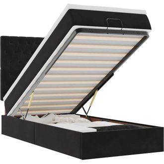 vidaXL Vidaxl - Estructura Cama Otomana Colchones Terciopelo Negro 90x200 Cm
