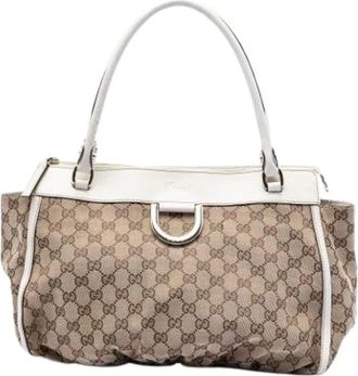 Gucci Pre-owned Handbags, female, Beige, Size: ONE SIZE Pre-owned Canvas Tote Bag