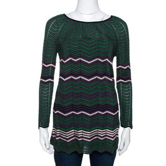 M Missoni Green Pointelle Knit Long Sleeve Top