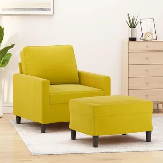 vidaXL Sill&oacute;n Con Taburete Terciopelo Amarillo 60 Cm Vidaxl