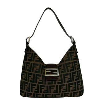Fendi Pre-owned Shoulder Bags, female, Brown, Size: ONE SIZE Pre-owned Canvas Shoulder Bag