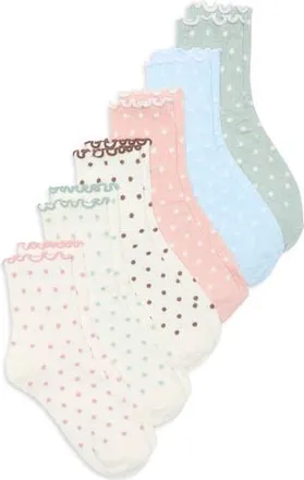 Yogalicious 6-Pack Lettuce Edge Crew Socks in Polka Party Multi at Nordstrom Rack