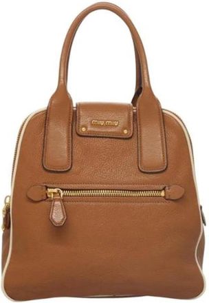 Miu Miu Pre-owned Handbag - Dames - Vintage Handtas - Bruin - ONE Size - Leer - Vintage