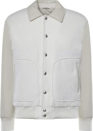 Eleventy Bomberjack met twee materialen - Heren - Bomber jackets - Wit - 2XL - Katoen - Jassen