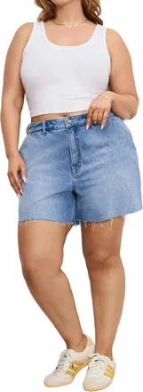 Good American Carpenter Jean Shorts In Blue