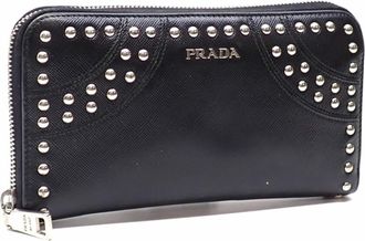 Prada Black Nero Saffiano Long Wallet (Bi-Fold) (Pre-Owned)