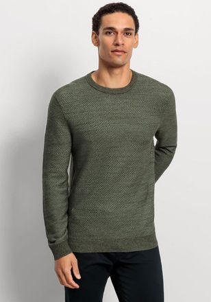 Olymp Rundhalspullover OLYMP OLYMP Strick Casual, Herren, Gr. XL, gr&uuml;n (oliv), Strick, Obermaterial: 100% Baumwolle, regular fit, Rundhals, Pullover Rundhal