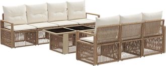 vidaXL Conjunto De Sof&aacute;s De Jard&iacute;n 8 Uds. Beige Y Blanco Crema Vidaxl