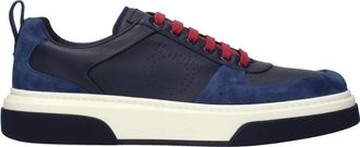 Ferragamo Sneakers Cassina Herrens Leder Blau/Marineblau