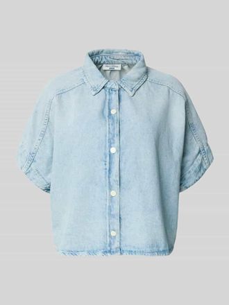 Marc O'Polo Denim Relaxed Fit Kurzarmbluse aus reiner Baumwolle in Jeansblau, Gr&ouml;&szlig;e XL