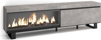 Skraut Home Skraut Home - Mueble Tv, Televisi&oacute;n, Muebles De Sal&oacute;n, Almacenaje, 210, Para Tv Hasta 80, Chimenea El&eacute;ctrica Xxl, Dise&ntilde;o Industrial, Estilo Moderno, G
