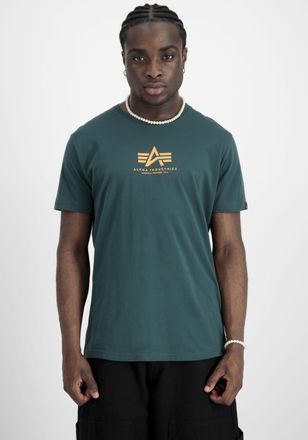 Alpha Industries Rundhalsshirt ALPHA INDUSTRIES Basic T ML, Herren, Gr. S, gr&uuml;n (force gr&uuml;n), Single Jersey, Obermaterial: 100% Baumwolle, bedruckt, regular fit normal