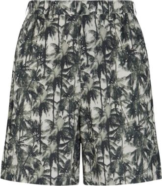A|X Armani Exchange Palm Print Loose Fit Broek - Heren - Korte Broeken - Groen - W33 - Korte Broeken