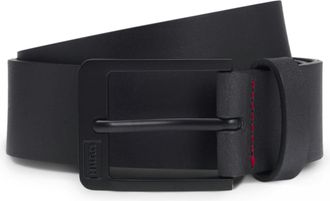 HUGO BOSS Lederg&uuml;rtel HUGO Grover Sz35, Herren, Gr. 11,5, schwarz 002, B&uuml;ffelleder, G&uuml;rtel Lederg&uuml;rtel, mit Logopr&auml;gung auf der Schliesse