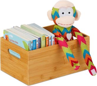 Relaxdays Relaxdays - 2 Cajas De Almacenaje, Bamb&uacute;, Estable, Abierta, Almacenamiento, Organizador Sin Tapa, Ba&ntilde;o, Cocina, 14x30x20 Cm, Natural