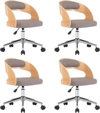 vidaXL Sillas Comedor Giratorias 4 Uds Madera Curvada Tela Gris Taupe Vidaxl