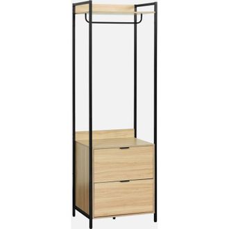 Sweeek M&oacute;dulo Armario Con 1 Armario, 2 Cajones Y 1 Estanter&iacute;a, Clever, Negro, 60x48x190 Cm