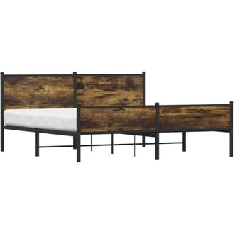 vidaXL Vidaxl - Estructura De Cama Sin Colch&oacute;n Metal Roble Ahumado 160x200 Cm