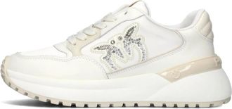 Pinko Witte Leren Lage Sneakers - Dames - Sneakers - Wit - 37 EU - Leer - Schoenen