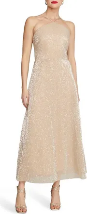 Halston Heritage Denise Sequin Sleeveless Gown in Latte at Nordstrom, Size 14