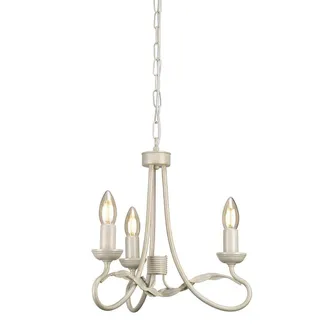 Netlighting Olivia Chandelier 3 Light Ivory Gold Finish E14 in White