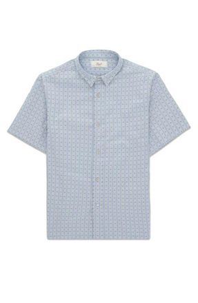 Fortela Prequel Cotton Short Sleeve Shirt in Blue at Nordstrom, Size 46 Eu