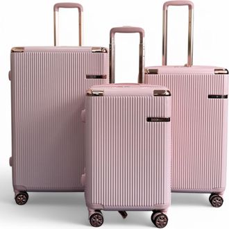 Infinity Leather Uitbreidbare ros&eacute;gouden harde koffer met 8 wielen voor op reis