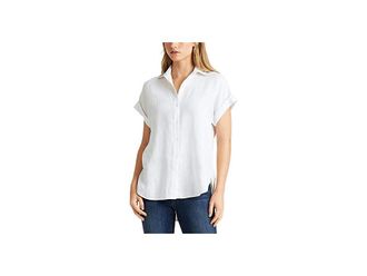 Lauren Ralph Lauren Petite Linen Short Sleeve Shirt Womens Clothing White : PXS