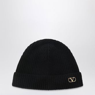 Valentino Garavani Berretto Vlogo Signature nero in cashmere