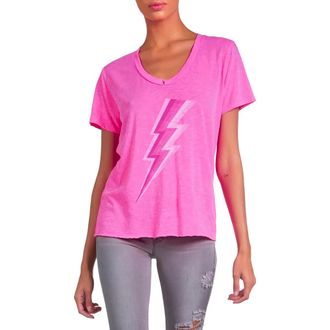 Lauren Moshi Elara X Pink Lightning Bolt Top in Neon Pink at Nordstrom, Size X-Small