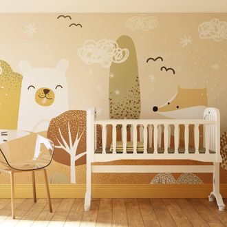 Superfresco Easy Scandi Animals Rust Print To Order 3m x 2.8m Mural in Beige