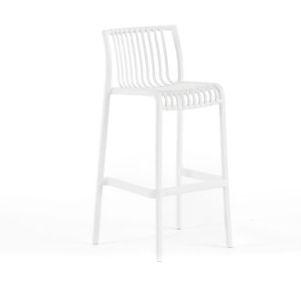 Siediti Fuori e Dentro Set de 2 taburetes de exterior en polipropileno apilables blancos