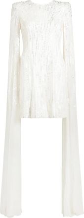 Jenny Packham embellished sleeve sweet magic dress - women - Nylon - 10 - White