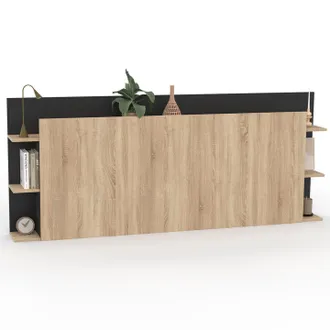 IDMarket Testiera Indipendente Ciri Per Letti Da 140 E 160 Cm Con Vani Portaoggetti In Legno E Nero